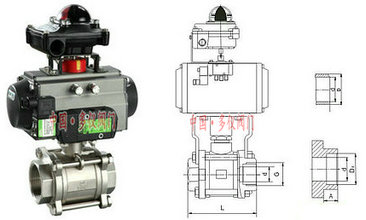 氣動三片式球閥結(jié)構(gòu)圖