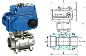 電動三片式球閥結構圖